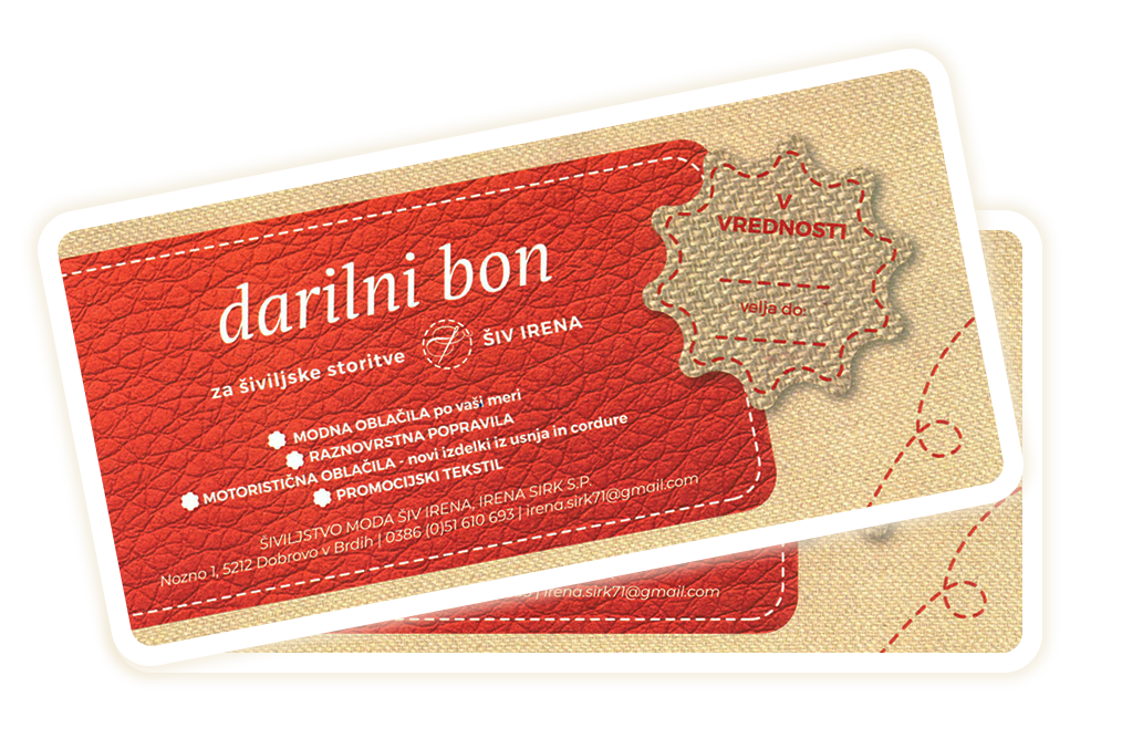 Darilni bon za šiviljske storitve